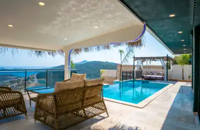 Villa Lysandra 11, Kalkan Akbel bölgesinde 4 kişilik deniz manzaralı villa