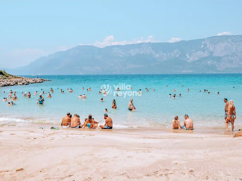 people sunbathing on the beach in Marmaris