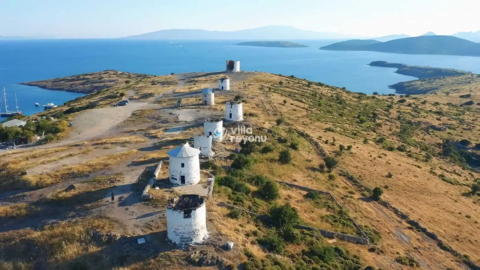 bodrum yel değirmenleri drone fotoğrafı