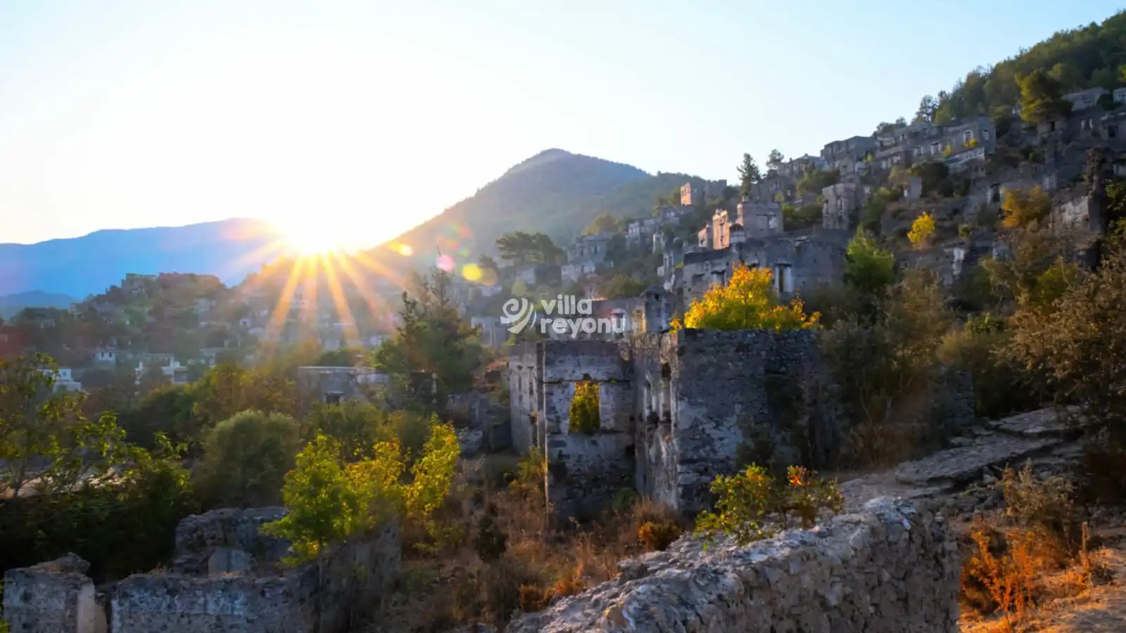 The view of the ghost town at sunrise