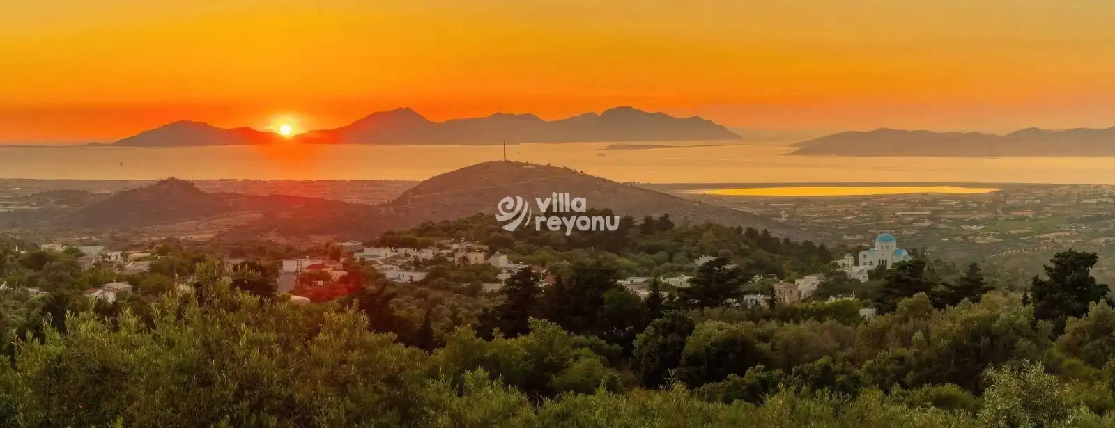 kos adasının günbatımında panoramik manzarası