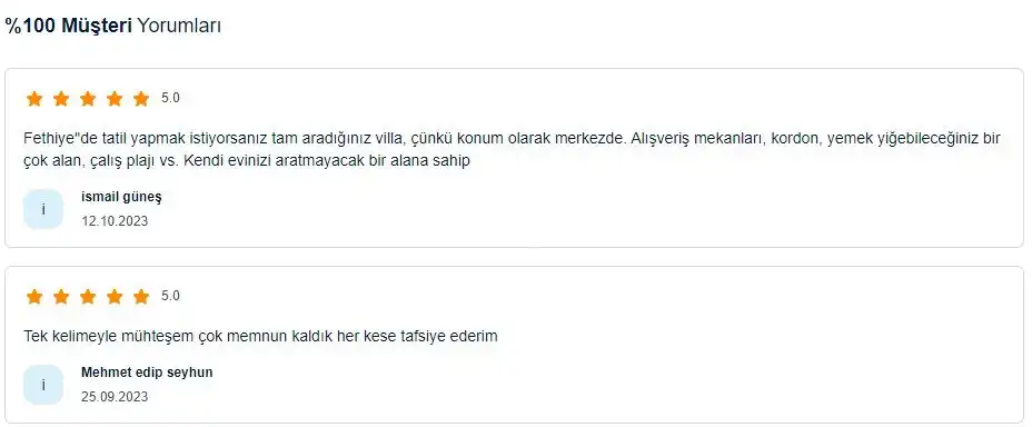 Deneyimlerin paylaşıldığı villa yorumları