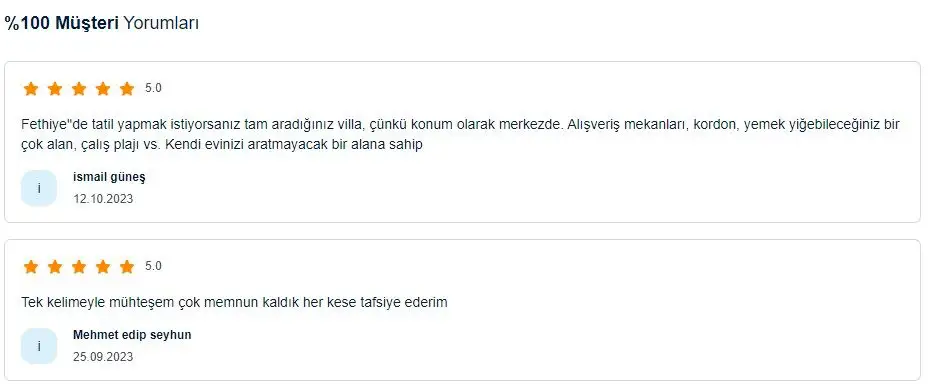 Deneyimlerin paylaşıldığı villa yorumları